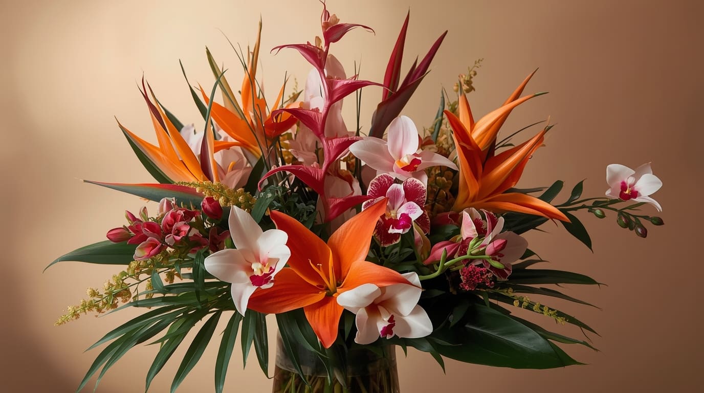 Romantisch boeket met rozen en pioenrozen