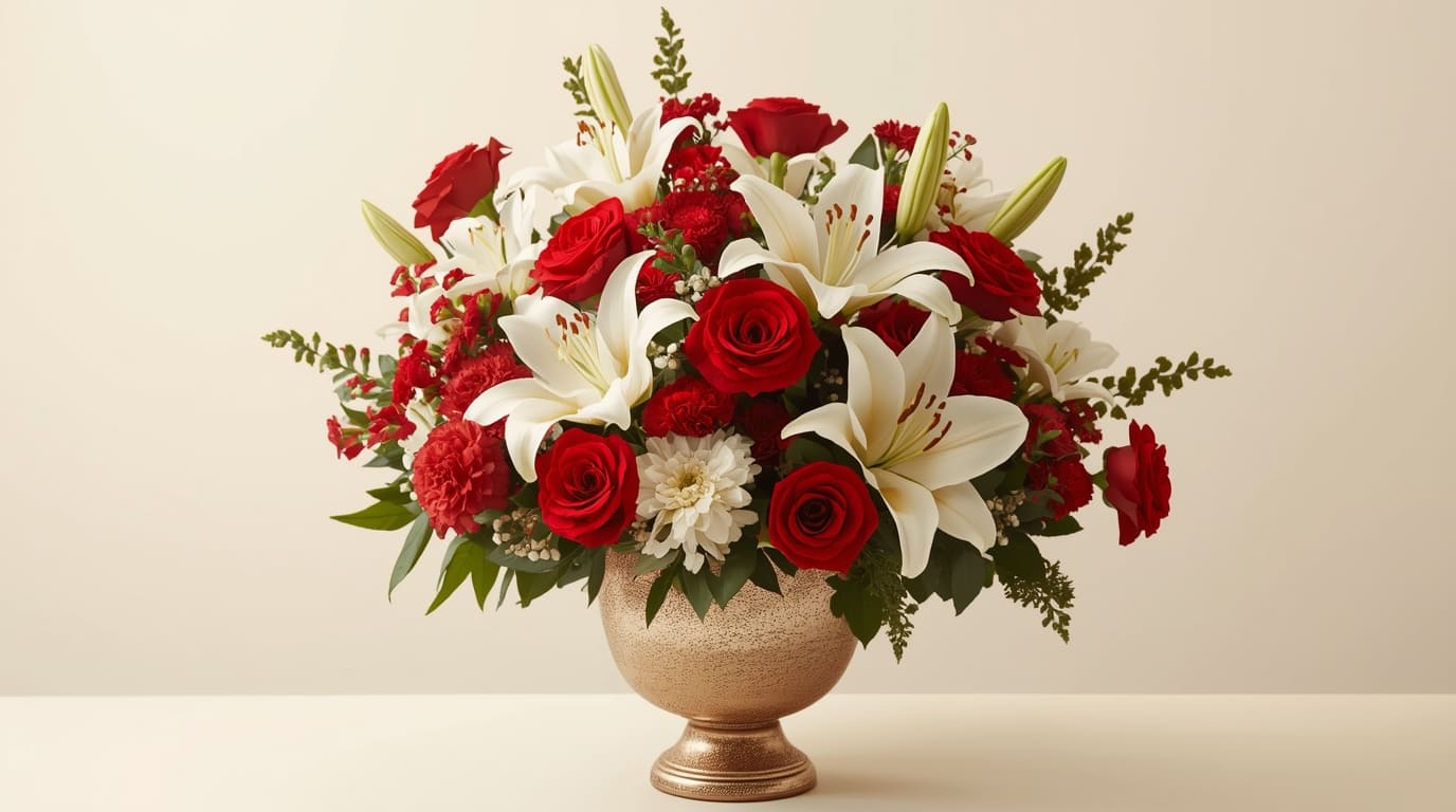 Eeuwige Liefde gemengd boeket in rood en wit