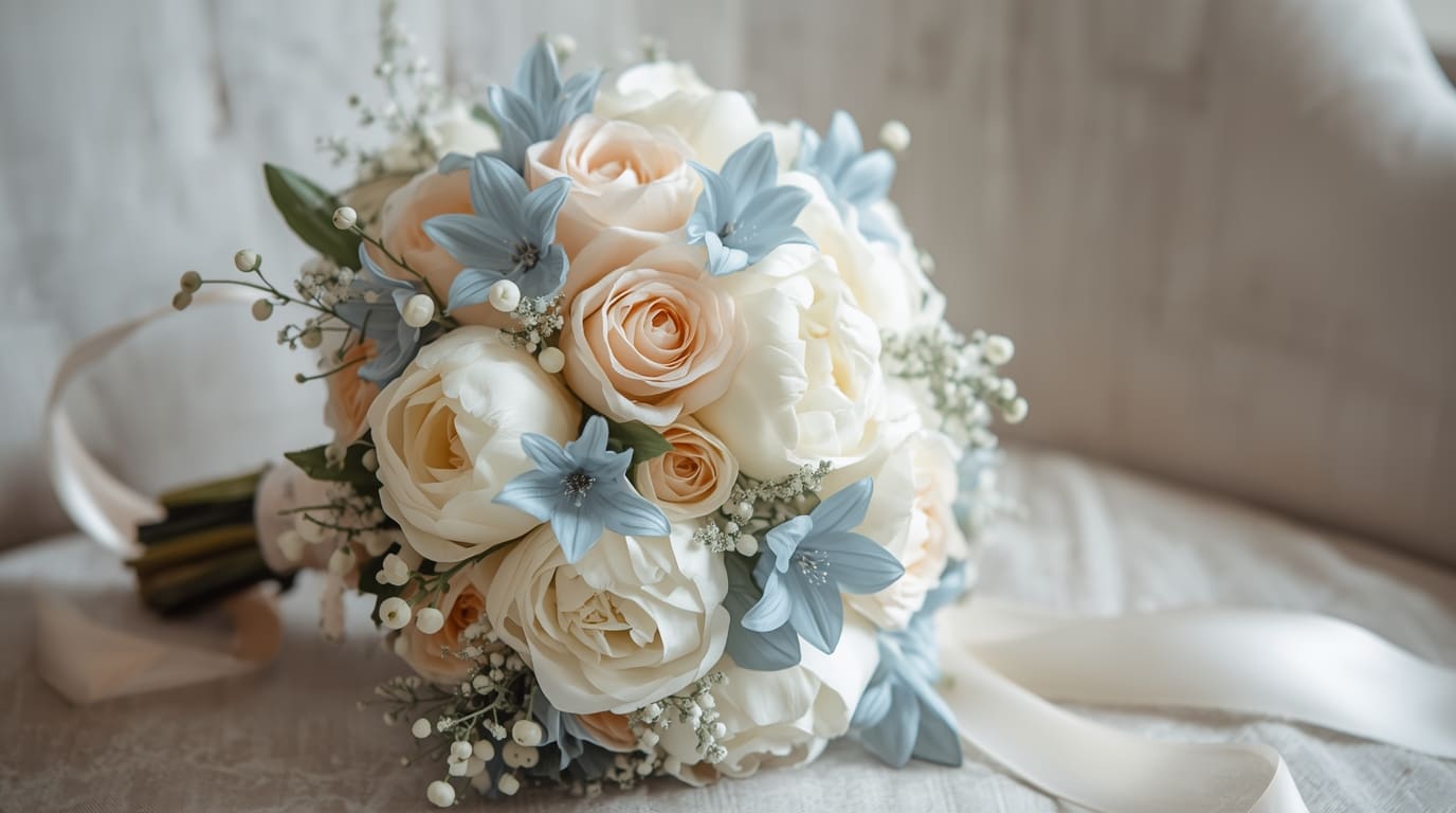 Bruid's Droom bruidsboeket in wit en pastel